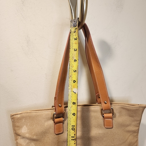 J. Mclaughlin Tan Canvas Tote Bag with Leather Straps - Picture 13 of 13